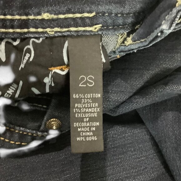 INC Denim Curvy Fit Boot Leg Jeans 2S Dark Wash Cotton Blend Bling Pockets - Picture 4 of 7